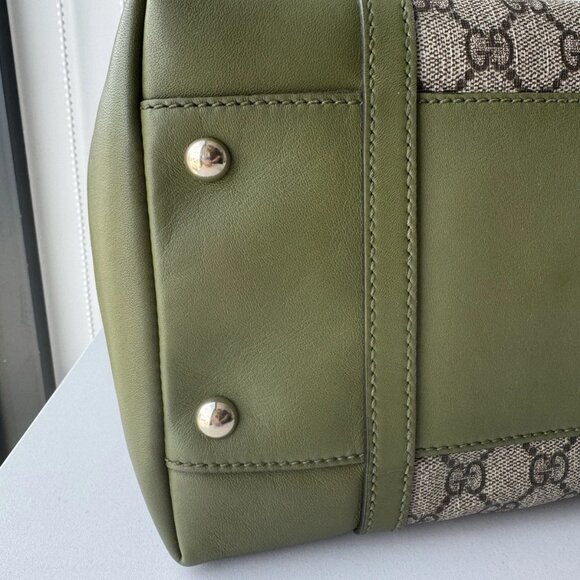 GUCCI Large Joy Boston Bag for Women, GG Canvas Green. Auth - Picture 7 of 16